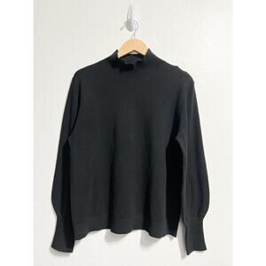 Kilte Cashmere Sweater 3 Large Black Knit Mock Long Balloon Sleve Washable